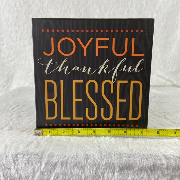 Joyful Thankful Blessed wooden Box Sign Shelf Sitter Plaque Fall Decor - Picture 5 of 6